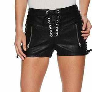 COPY - Blank NYC Barrow Black Leather Lace-up Shorts